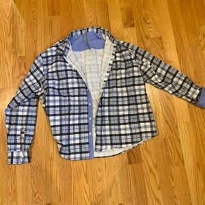 Men’s blue and navy plaid dress shirt. 4X